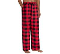 Generisch Pantaloni lunghi da uomo a quadretti, con tasche, morbidi, per il relax classico, elastico in vita per una vestibilità sicura nella vita di tutti i giorni, Colore: rosso, L