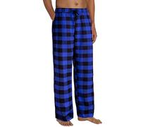 Generisch Pantaloni lunghi da uomo a quadretti, con tasche, morbidi, per il relax classico, elastico in vita per una vestibilità sicura nella vita di tutti i giorni, Blu, L