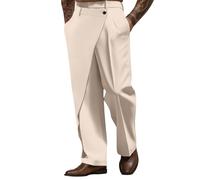 Generisch Pantaloni lunghi da uomo, in tinta unita, per il tempo libero, per affari, ufficio, business, vita quotidiana, per il tempo libero, in tessuto, alla moda, per il matrimonio, beige., S