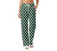 Generisch Pantaloni morbidi per una vita alta con comfort elasticizzato come abbigliamento versatile con elastico in vita e pratiche tasche per l'uso quotidiano in casa e tempo libero, verde, 3XL