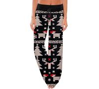 Generisch Pantaloni natalizi da donna, pantaloni da jogging a vita alta, con coulisse, per escursioni, Natale, stampati, casual, da yoga, in tessuto, #101, L