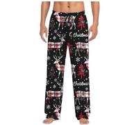 Generisch Pantaloni natalizi da uomo come pantaloni casual per il tempo libero con pratica coulisse tasca funzionale, Nero , M
