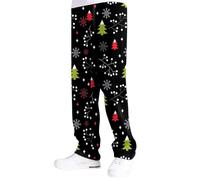 Generisch Pantaloni natalizi da uomo per il tempo libero con stampa festiva, design a strato composito, per ore confortevoli nella stagione fredda, occasioni speciali per le vacanze, Nero , XXL