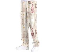 Generisch Pantaloni natalizi da uomo per il tempo libero con stampa festiva, design a strato composito, per ore confortevoli nella stagione fredda, occasioni speciali per le vacanze, bianco, M