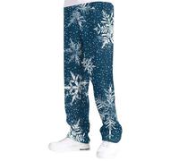 Generisch Pantaloni natalizi per il tempo libero da uomo, speciale strato composito, pupazzo di neve, fiocco di neve, Babbo Natale, albero di Natale, pantaloni casual stampati, Blu, L