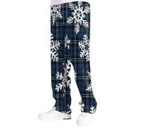 Generisch Pantaloni natalizi per il tempo libero da uomo, speciale strato composito, pupazzo di neve, fiocco di neve, Babbo Natale, albero di Natale, pantaloni casual stampati, Blu scuro, L