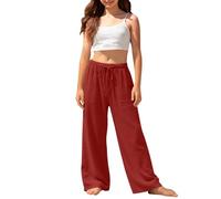 Generisch Pantaloni per bambini dal taglio dritto, traspiranti, misto cotone e lino, elastico in vita per un look casual per tutti i giorni, pantaloni versatili per il tempo libero per l'età