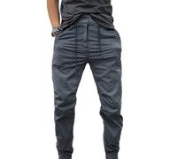 Generisch Pantaloni per il tempo libero da uomo, colore nero, con protezione dal vento, alla moda, impermeabili, con coulisse, stile vintage, per attività all'aria aperta, comodi, pantaloni lunghi con
