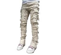 Generisch Pantaloni per il tempo libero da uomo in poliestere, denim Straight Leg Street Sharpened Jeans da uomo, b, M