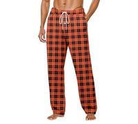 Generisch Pantaloni per il tempo libero da uomo, morbidi e comodi, con patta dei pantaloni con bottoni, design in tinta unita, per l'uso quotidiano in casa e all'aperto, Colore: arancione., XL