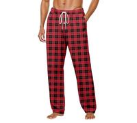 Generisch Pantaloni per il tempo libero da uomo, morbidi e comodi, con patta dei pantaloni con bottoni, design in tinta unita, per l'uso quotidiano in casa e all'aperto, Colore: rosso, XXL