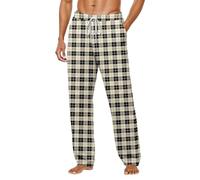 Generisch Pantaloni per il tempo libero da uomo, morbidi e comodi, con patta dei pantaloni con bottoni, design in tinta unita, per l'uso quotidiano in casa e all'aperto, cachi, L