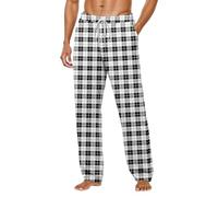 Generisch Pantaloni per il tempo libero da uomo, morbidi e comodi, con patta dei pantaloni con bottoni, design in tinta unita, per l'uso quotidiano in casa e all'aperto, bianco, M