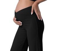Generisch Pantaloni premaman da donna, in seta di ghiaccio, per gravidanza, a vita alta, morbidi, traspiranti, per il controllo della pancia, per il tempo libero, elasticizzati, Stile/A01 Nero, M