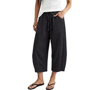 Generisch Pantaloni senza sforzo per il tempo libero con gamba larga e lunghezza a 7/8 per comfort e versatilità