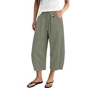 Generisch Pantaloni senza sforzo per il tempo libero con gamba larga e lunghezza a 7/8 per comfort e versatilità