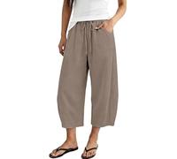 Generisch Pantaloni senza sforzo per il tempo libero con gamba larga e lunghezza a 7/8 per comfort e versatilità
