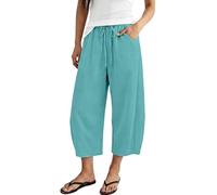 Generisch Pantaloni senza sforzo per il tempo libero con gamba larga e lunghezza a 7/8 per comfort e versatilità