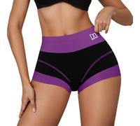 Generisch Pantaloni sportivi da donna dal taglio boyshort-- Mutande traspiranti con vita a contrasto | Pantaloncini hipster con cuciture per sport e uso quotidiano, Stil_t03 viola, L