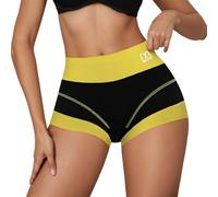 Generisch Pantaloni sportivi da donna dal taglio boyshort-- Mutande traspiranti con vita a contrasto | Pantaloncini hipster con cuciture per sport e uso quotidiano, Stil_t04 Giallo, XXL