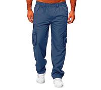 Generisch Pantaloni sportivi da uomo, lunghi, in cotone, traspiranti, da uomo, caldi, da trekking, con tasche, #2 blu, XXXXL