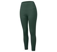 Generisch Pantaloni termici da donna con scollo rotondo, foderati in pile, pantaloni termici invernali, leggings sottili, confezione da 1 paio di pantaloni termici, verde militare, L