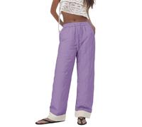 Generisch Pantaloni termici da donna, invernali, antivento, foderati, ispessiti, per il tempo libero, tinta unita, minimalisti, con simpatica combinazione di colori, dritti, gamba larga, streetwear