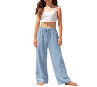 Generisch Pantaloni traspiranti e dal taglio dritto, comodi pantaloni per il tempo libero con elastico in vita per ragazze e ragazzi, Blu, 8-9 Anni