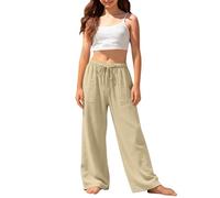 Generisch Pantaloni traspiranti e dal taglio dritto, comodi pantaloni per il tempo libero con elastico in vita per ragazze e ragazzi, cachi, 8-9 Anni