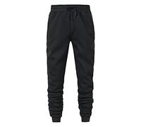 Generisch Pantaloni Uomo Hook-Track Allacciatura Pantaloni da Allenamento con Solido Colore Lace-up Tasca per Uomo, Nero , M