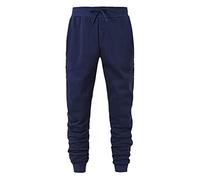 Generisch Pantaloni Uomo Hook-Track Allacciatura Pantaloni da Allenamento con Solido Colore Lace-up Tasca per Uomo, Blu marino, L
