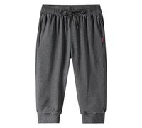 Generisch Pantaloni Uomo Uomo Capri, Pantaloni Allenamento, Palestra, Sotto Il Ginocchio, Pantaloncini con Tasche con Cerniere Pantaloni a Spina Di Pesce Uomo, GY2, L
