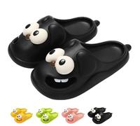 Generisch Pantofole a forma di bacio della lingua per uomo e donna, divertenti pantofole 3D per cani con occhi grandi per coppie, Nero , 36/37 EU