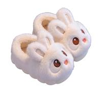 Generisch Pantofole con suola chiara, per bambini, invernali, antiscivolo, per interni, per adulti, in cotone, 27, bianco, 39 EU
