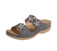 Generisch Pantofole da donna alla moda per il tempo libero, attività estive, con elegante design a punta aperta, tacco a zeppa, perfettamente abbinabili con jeans, ideali per tutti i giorni e le