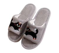 Generisch Pantofole da donna aperte con dita aperte, morbide pantofole per interni ed esterni, in peluche con fodera in pelliccia sintetica Fuzzy Memory Foam Slippers Cartoon Animali, grigio., 36 EU