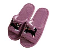 Generisch Pantofole da donna aperte con dita aperte, morbide pantofole per interni ed esterni, in peluche con fodera in pelliccia sintetica Fuzzy Memory Foam Slippers Cartoon Animali, Lilla, 44 EU