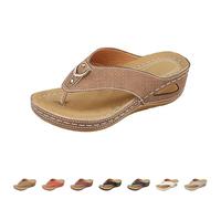 Generisch Pantofole da donna con plantare, infradito estive, sandali da donna, con zeppa, traspiranti, per camminare, posteriori aperti, da trekking, marrone, 41 EU