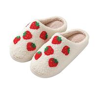 Generisch Pantofole da donna con simpatiche caricature, in peluche, con suola spessa, morbide, comode, antiscivolo, per interni, per il tempo libero, per la casa, l'inverno, J rosso., 43 EU
