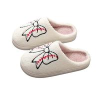 Generisch Pantofole da donna con simpatiche caricature, in peluche, con suola spessa, morbide, comode, antiscivolo, per interni, per il tempo libero, per la casa, l'inverno, F bianco., 43 EU