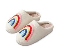 Generisch Pantofole da donna con simpatiche caricature, in peluche, con suola spessa, morbide, comode, antiscivolo, per interni, per il tempo libero, per la casa, l'inverno, G bianco., 39 EU