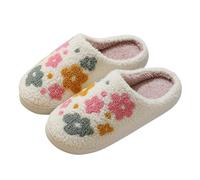 Generisch Pantofole da donna con simpatiche caricature, in peluche, con suola spessa, morbide, comode, antiscivolo, per interni, per il tempo libero, per la casa, l'inverno, C bianco., 41 EU