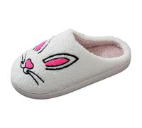 Generisch Pantofole da donna con simpatico ricamo a forma di coniglio, morbide pantofole in morbido pile orsacchiotto, pantofole calde e accoglienti per la casa, Stile Y01 bianco, 40 EU