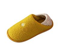 Generisch Pantofole da donna, con tacco chiuso, in feltro, in memory foam, morbide e antiscivolo, in cotone, leggere e comode, giallo., 41 EU