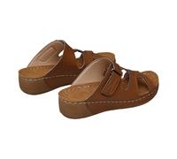 Generisch Pantofole da donna con zeppa, estive, leggere, sandali romani, impermeabili, con suola solida, sandali da spiaggia, posteriori, aperti, scarpe da bagno, marrone, 40 EU