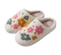 Generisch Pantofole da donna, da uomo, con ricami floreali, morbide, invernali, calde, foderate in peluche, con memory foam, per il tempo libero, antiscivolo, unisex, per interni ed esterni, Colore