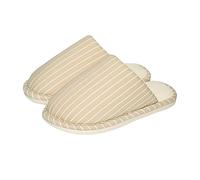 Generisch Pantofole da donna e uomo, unisex, calde, a righe, comode, in memory foam, con suola morbida, antiscivolo, per gli ospiti, adatte per coppie, cachi, 40 EU