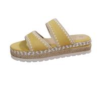 Generisch Pantofole da donna Espadrilles da infilare, casual, per il tempo libero, con punta aperta e suola spessa, per le vacanze e la piscina all'aperto, giallo., 43 EU