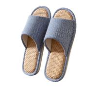 Generisch Pantofole da donna, espadrilles, pantofole da donna, estive, in lino, casual, in cotone, pantofole da bagno, Blu marino, 44 EU