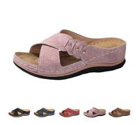Generisch Pantofole da donna estive boho, pantofole da donna con zeppa, sandali con zeppa, sandali Arch Support Plateaussandalen, traspiranti, comodi, piatti, da spiaggia, plantare, Colore: rosa., 36